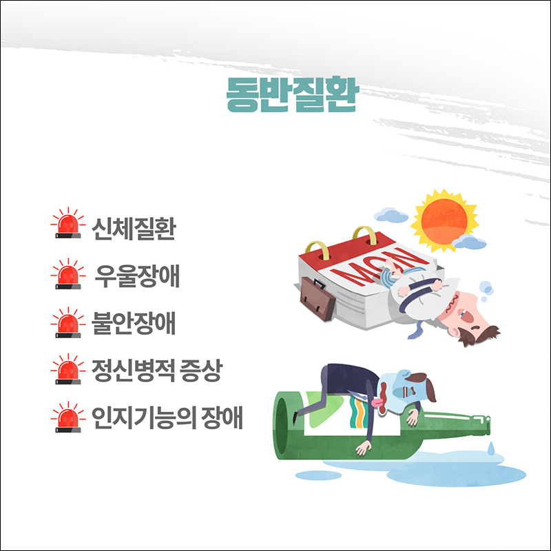 (동반질환) ○ 신체질환 ○ 우울장애 ○불안장애 ○정신병적 증상 ○인지기능의 장애