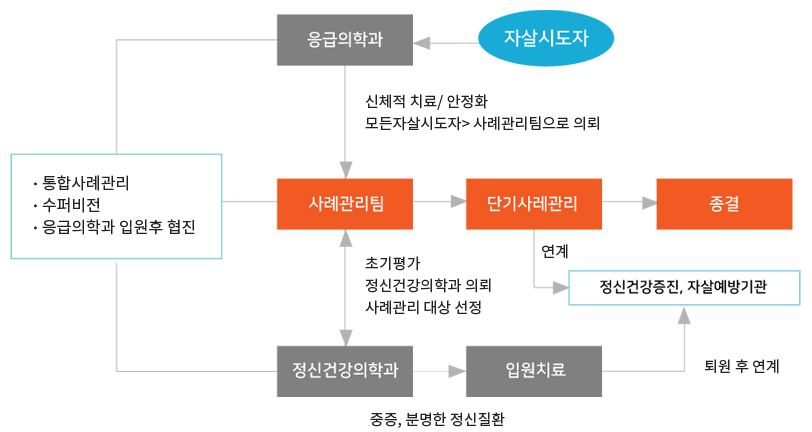 응급실 자살시도자 사후관리사업 도식화